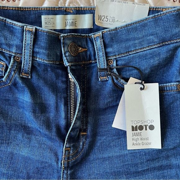 Topshop Moto Jamie High Waist Ankle Grazer Medium Wash Skinny Jeans NEW Size 25 - Picture 6 of 8